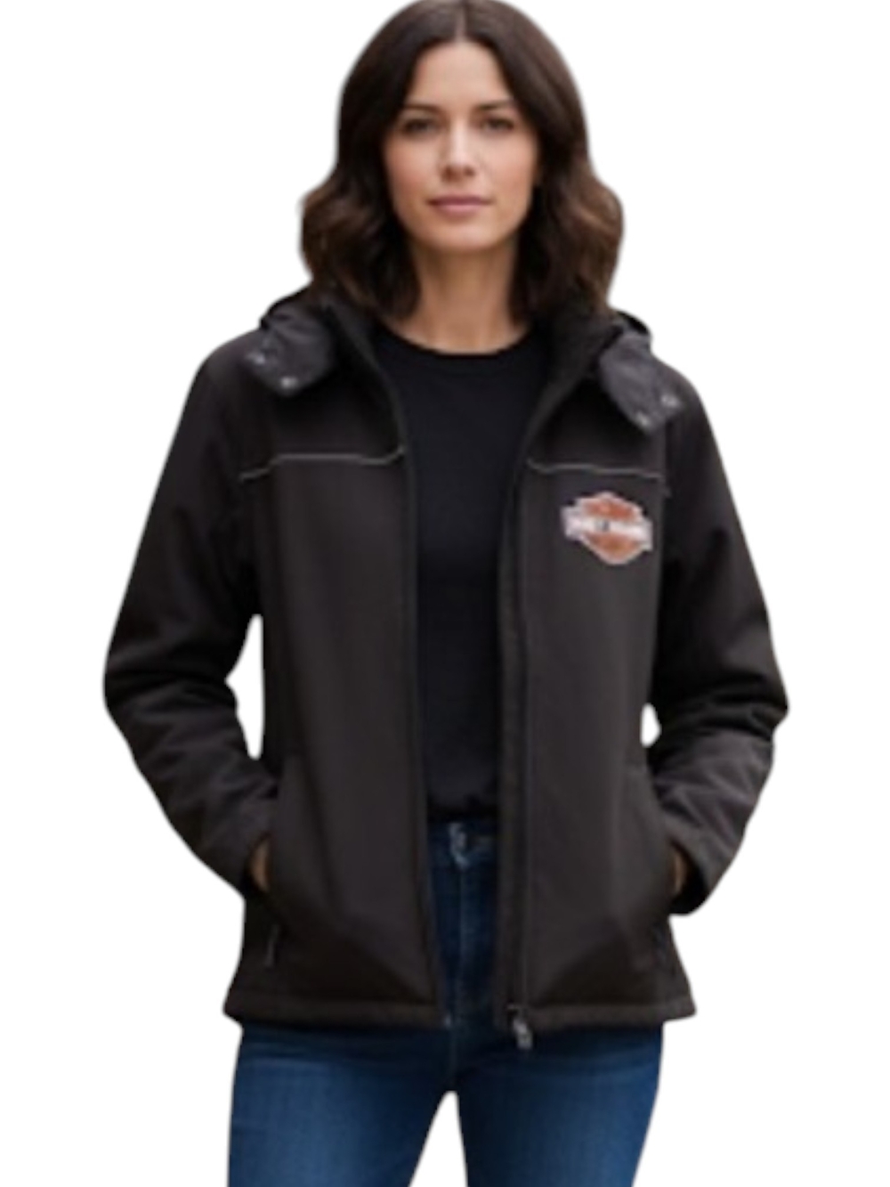 Harley-Davidson Black Hooded Bomber Jacket with Logo Patch